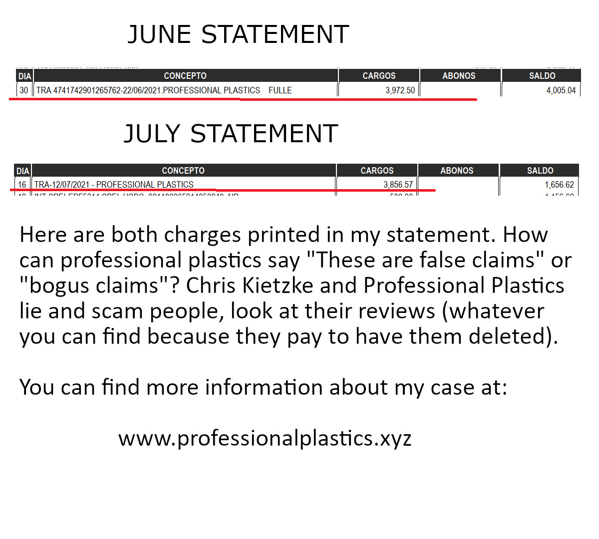 PROFESSIONAL PLASTICS IS A SCAM